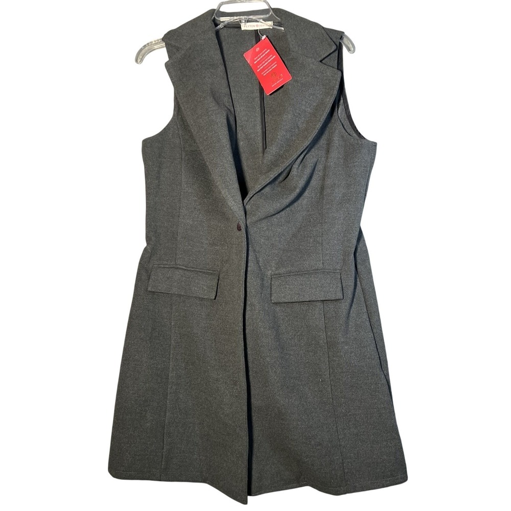 Peyton Jensen Westminster Sleeveless Jacket Vest Women's L Charcoal EVEREVE NWT